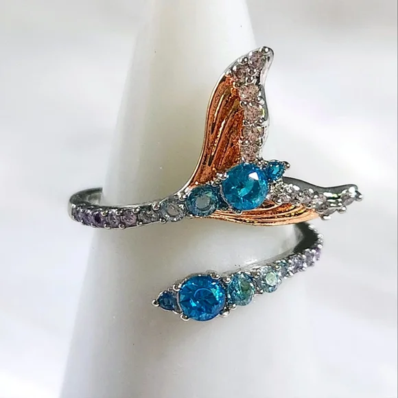 NWT Bomb Party 'Atlantis Bound' Mixed Metal Multicolor Wrap Ring - Size 9 - Picture 5 of 11